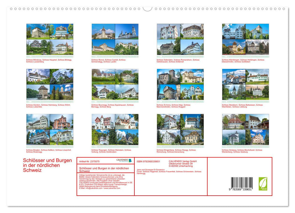 Schlösser und Burgen in der nördlichen Schweiz (CALVENDO Premium Wandkalender 2027)