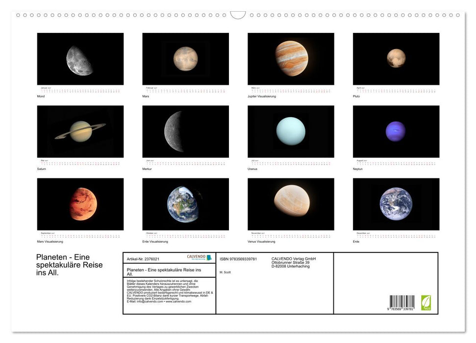 Planeten - Eine spektakuläre Reise ins All. (CALVENDO Wandkalender 2027)