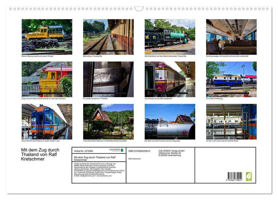 Mit dem Zug durch Thailand von Ralf Kretschmer (CALVENDO Wandkalender 2027)