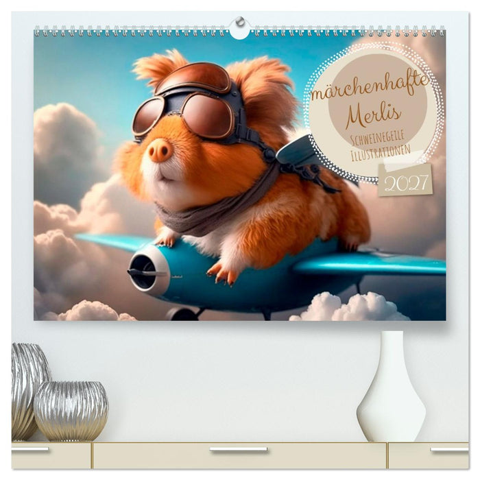 Märchenhafte Merlis - Schweinegeile Illustrationen (CALVENDO Premium Wandkalender 2027)