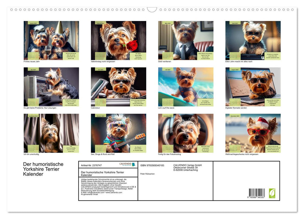 Der humoristische Yorkshire Terrier Kalender (CALVENDO Wandkalender 2027)