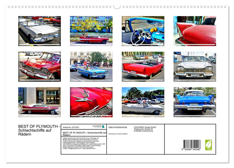 BEST OF PLYMOUTH - Schlachtschiffe auf Rädern (CALVENDO Premium Wandkalender 2027)