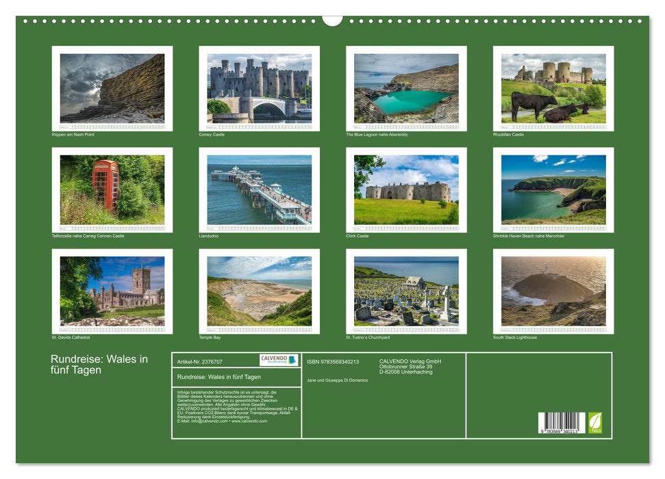 Rundreise: Wales in fünf Tagen (CALVENDO Wandkalender 2027)