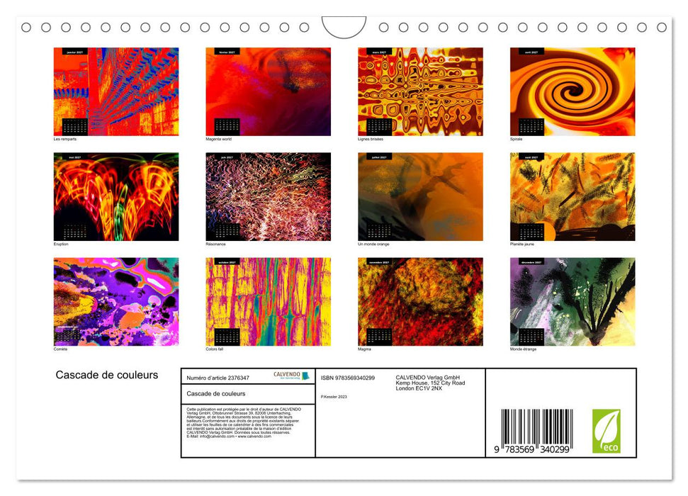 Cascade de couleurs (CALVENDO Calendrier mensuel 2027)