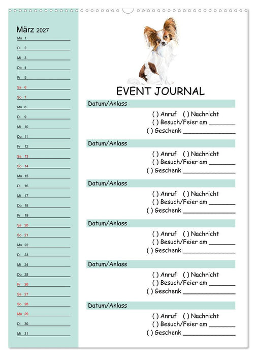 B-DAY PLANER - Aquarell Hunderassen - Für Termine, Geschenke, Eventdetails & mehr (CALVENDO Premium Wandkalender 2027)