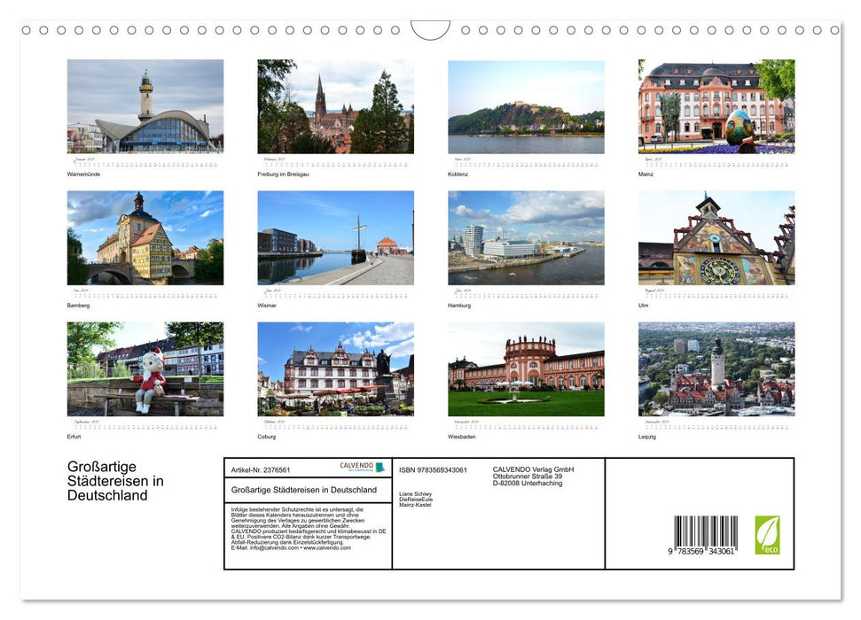 Großartige Städtereisen in Deutschland (CALVENDO Wandkalender 2027)