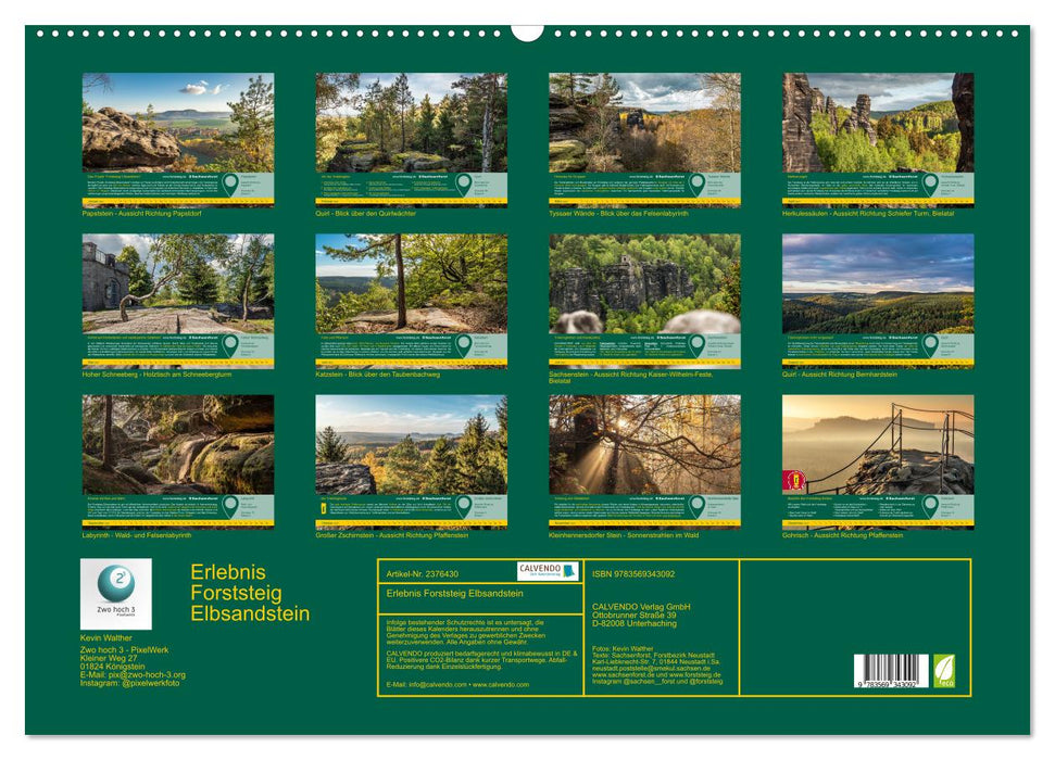 Erlebnis Forststeig Elbsandstein (CALVENDO Wandkalender 2027)