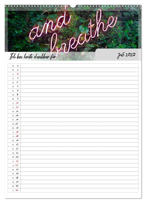 Ich bin dankbar - ein Jahr voller Yoga und Achtsamkeit - Yoga Kalender (CALVENDO Premium Wandkalender 2027)