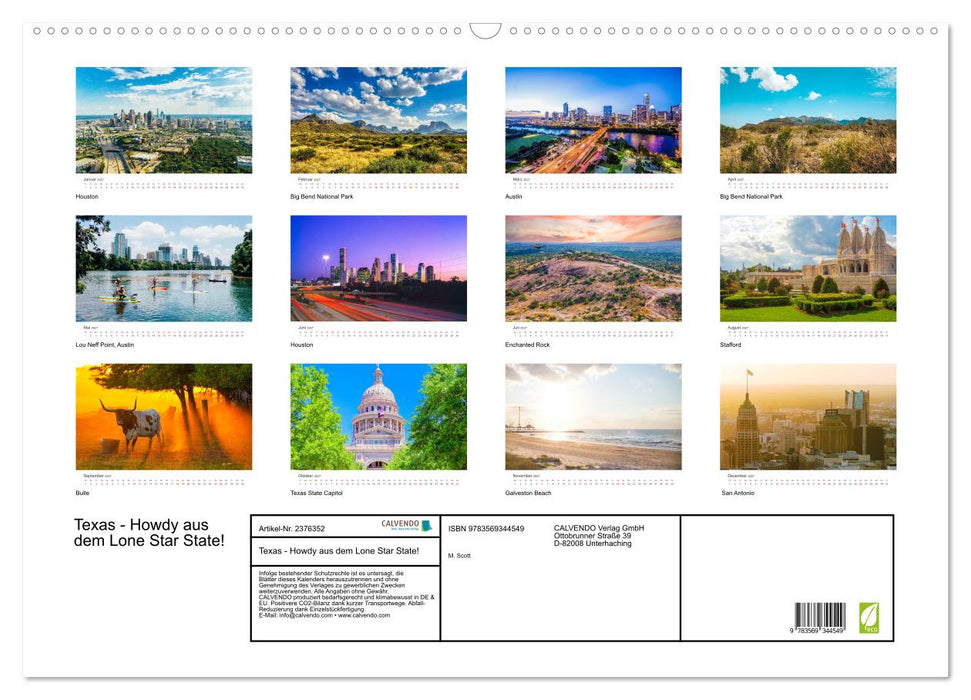 Texas - Howdy aus dem Lone Star State! (CALVENDO Wandkalender 2027)