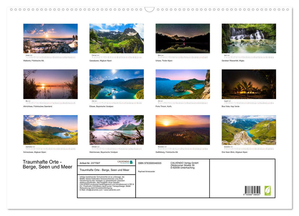 Traumhafte Orte - Berge, Seen und Meer (CALVENDO Wandkalender 2027)
