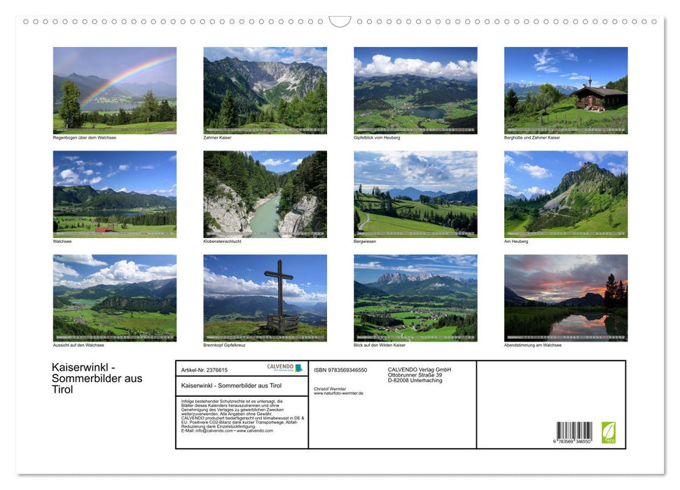 Kaiserwinkl - Sommerbilder aus Tirol (CALVENDO Wandkalender 2027)