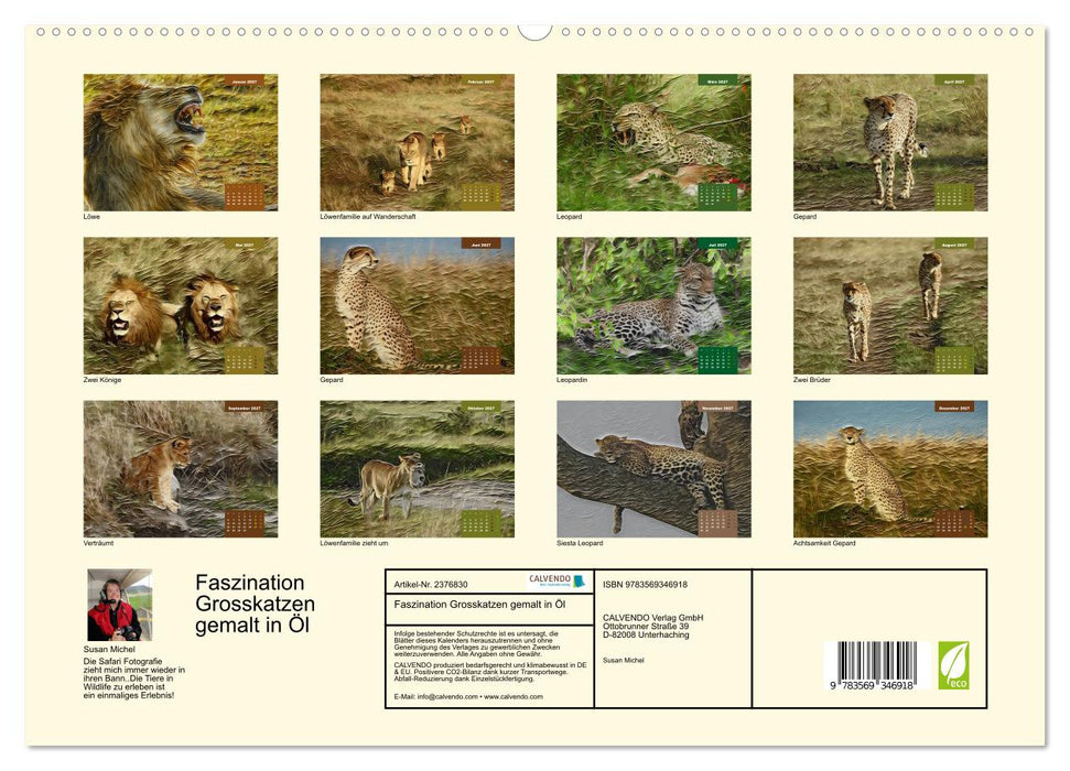 Faszination Grosskatzen gemalt in Öl (CALVENDO Premium Wandkalender 2027)