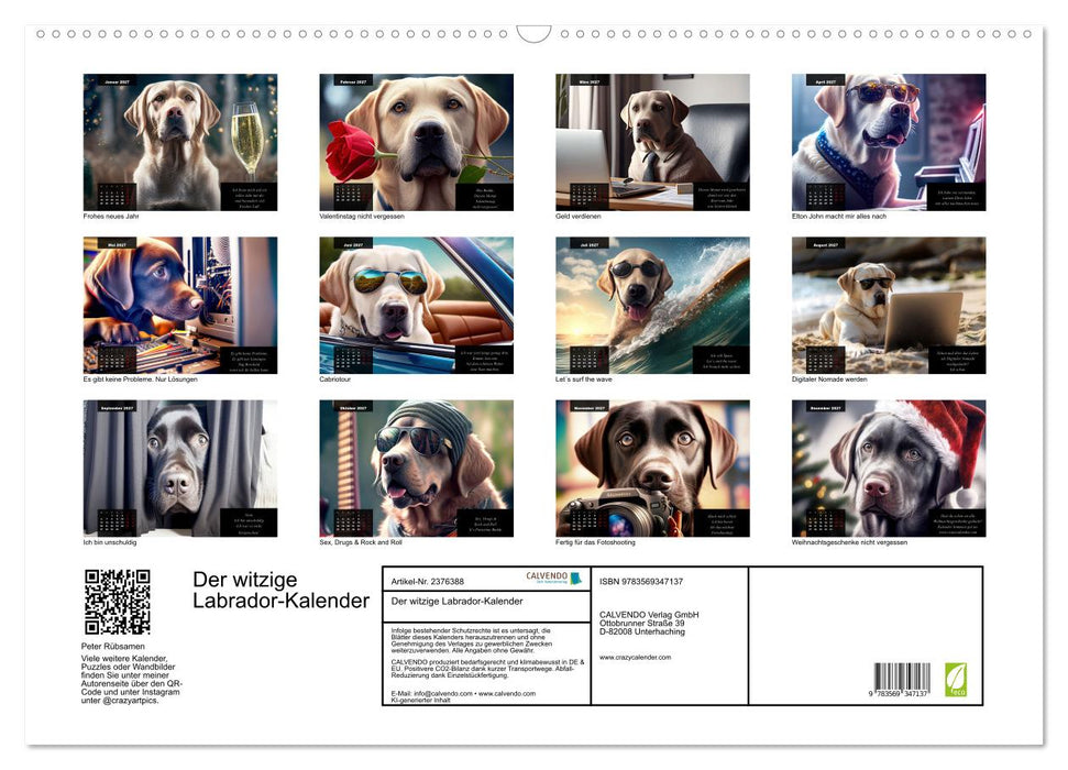 Der witzige Labrador-Kalender (CALVENDO Wandkalender 2027)