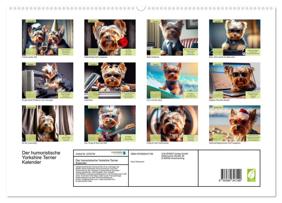 Der humoristische Yorkshire Terrier Kalender (CALVENDO Premium Wandkalender 2027)