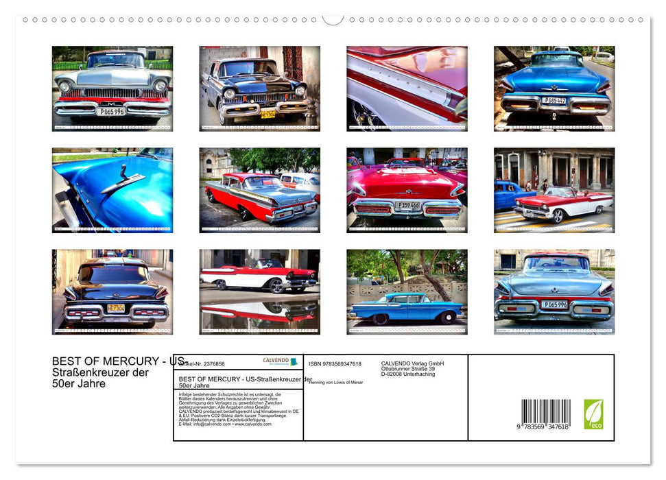 BEST OF MERCURY - US-Straßenkreuzer der 50er Jahre (CALVENDO Premium Wandkalender 2027)
