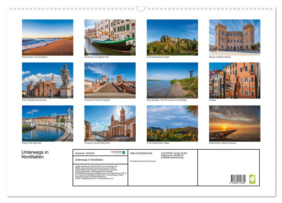 Unterwegs in Norditalien (CALVENDO Wandkalender 2027)