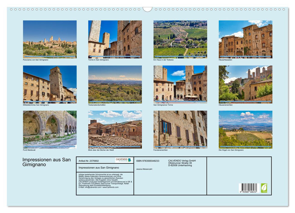 Impressionen aus San Gimignano (CALVENDO Wandkalender 2027)
