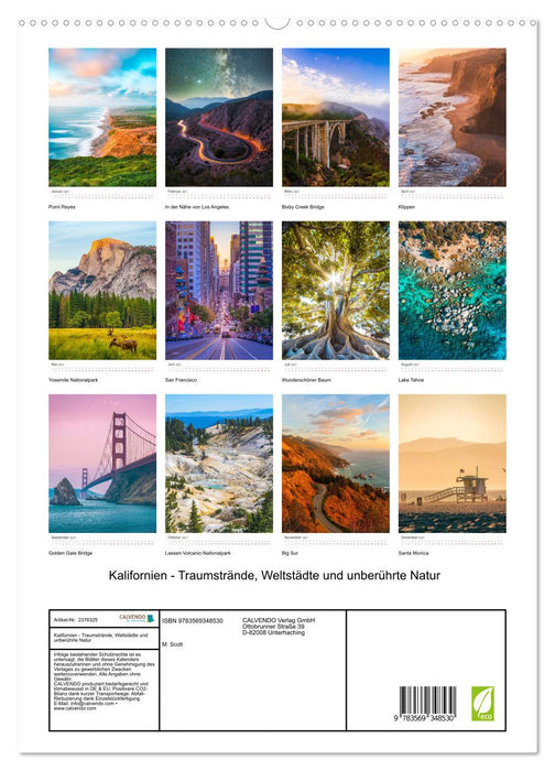 Kalifornien - Traumstrände, Weltstädte und unberührte Natur (CALVENDO Premium Wandkalender 2027)