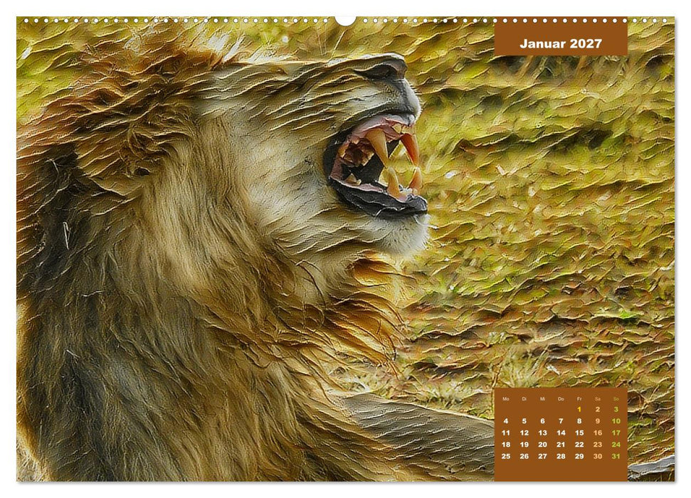 Faszination Grosskatzen gemalt in Öl (CALVENDO Wandkalender 2027)