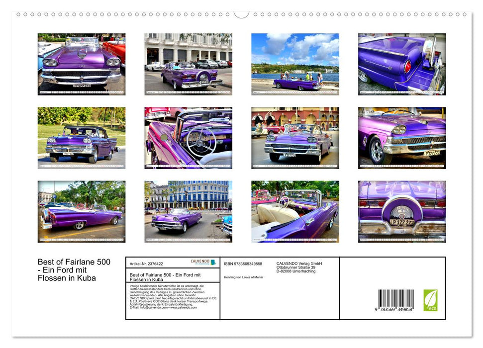 Best of Fairlane 500 - Ein Ford mit Flossen in Kuba (CALVENDO Premium Wandkalender 2027)