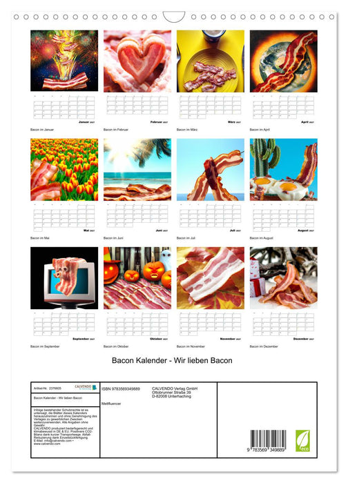 Bacon Kalender - Wir lieben Bacon (CALVENDO Wandkalender 2027)