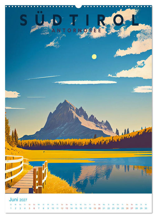 Südtirol - Old School Poster Style (CALVENDO Premium Wandkalender 2027)