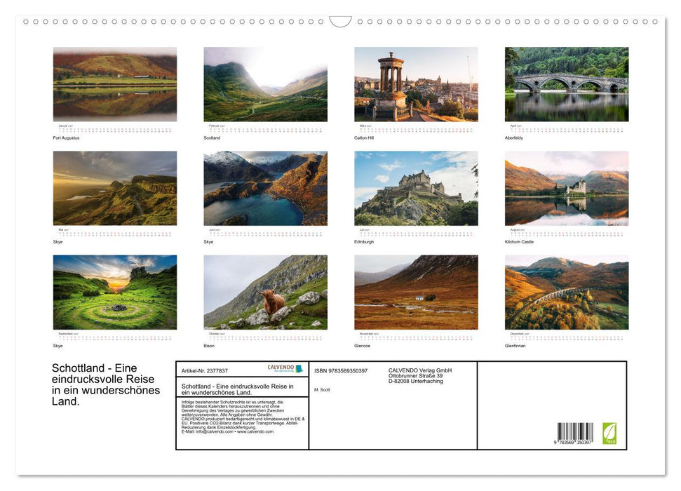 Schottland - Eine eindrucksvolle Reise in ein wunderschönes Land. (CALVENDO Wandkalender 2027)