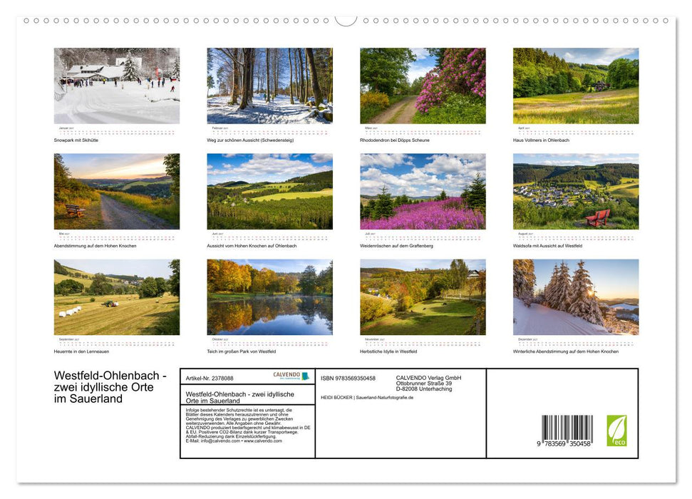 Westfeld-Ohlenbach - zwei idyllische Orte im Sauerland (CALVENDO Premium Wandkalender 2027)
