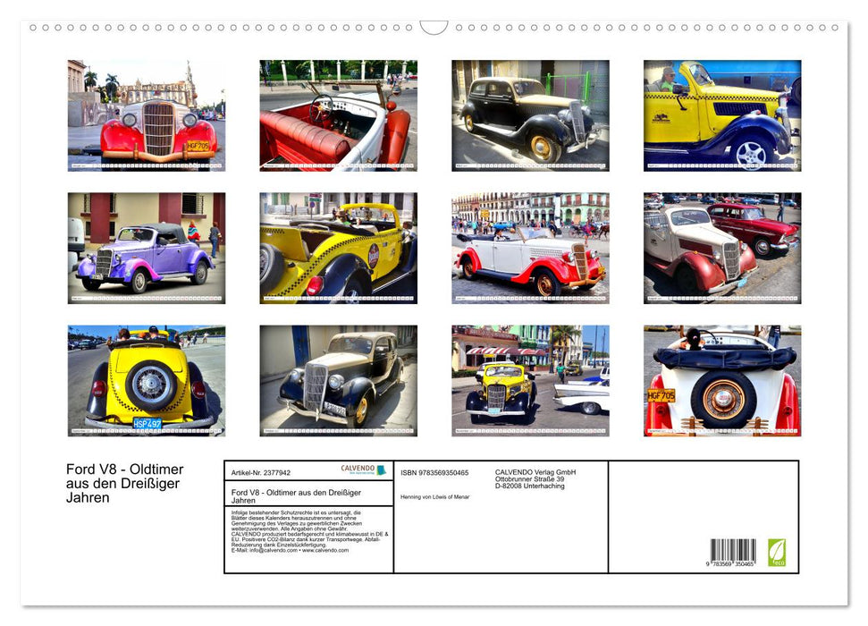 Ford V8 - Oldtimer aus den Dreißiger Jahren (CALVENDO Wandkalender 2027)