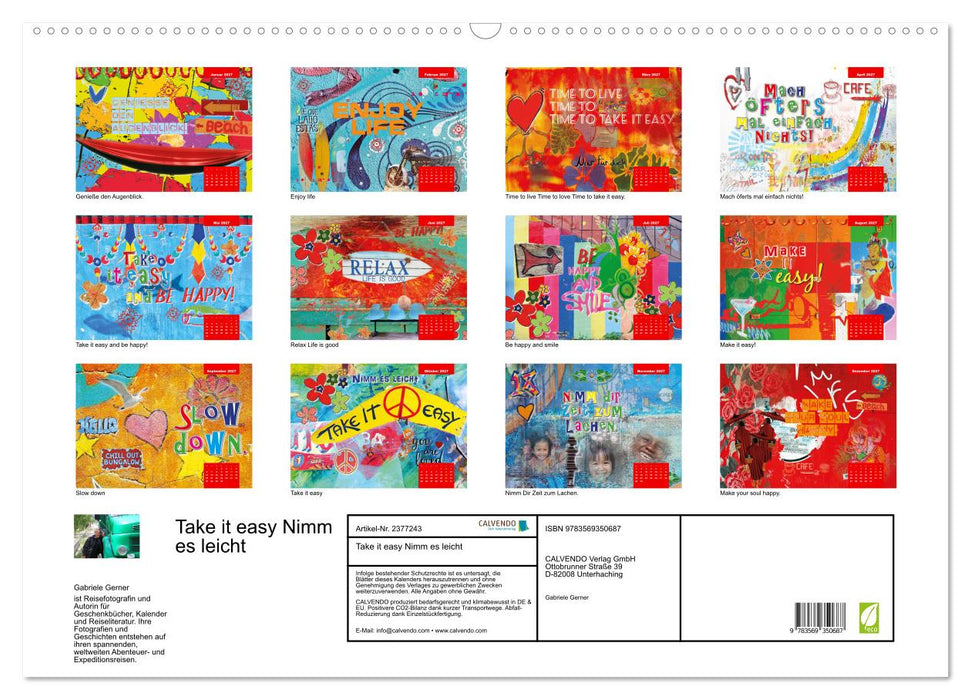 Take it easy Nimm es leicht (CALVENDO Wandkalender 2027)