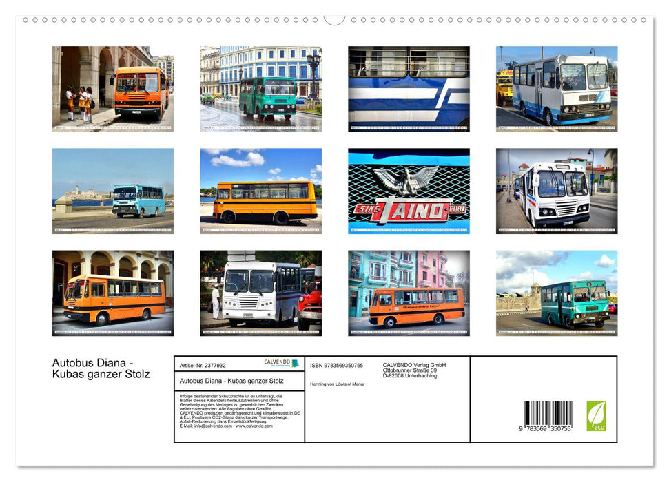 Autobus Diana - Kubas ganzer Stolz (CALVENDO Premium Wandkalender 2027)