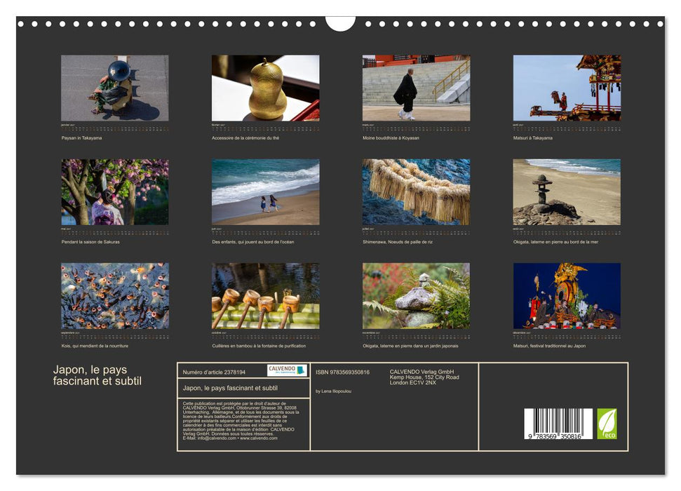 Japon, le pays fascinant et subtil (CALVENDO Calendrier mensuel 2027)