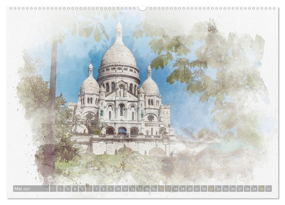 Paris à l'aquarelle (CALVENDO Premium Wandkalender 2027)