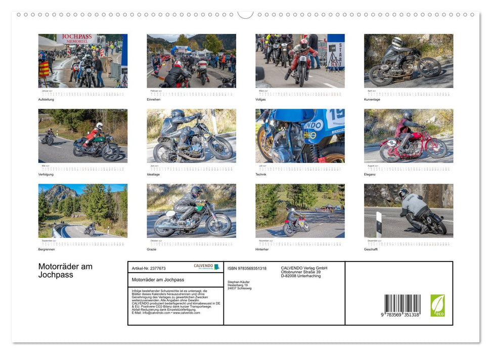 Motorräder am Jochpass (CALVENDO Premium Wandkalender 2027)