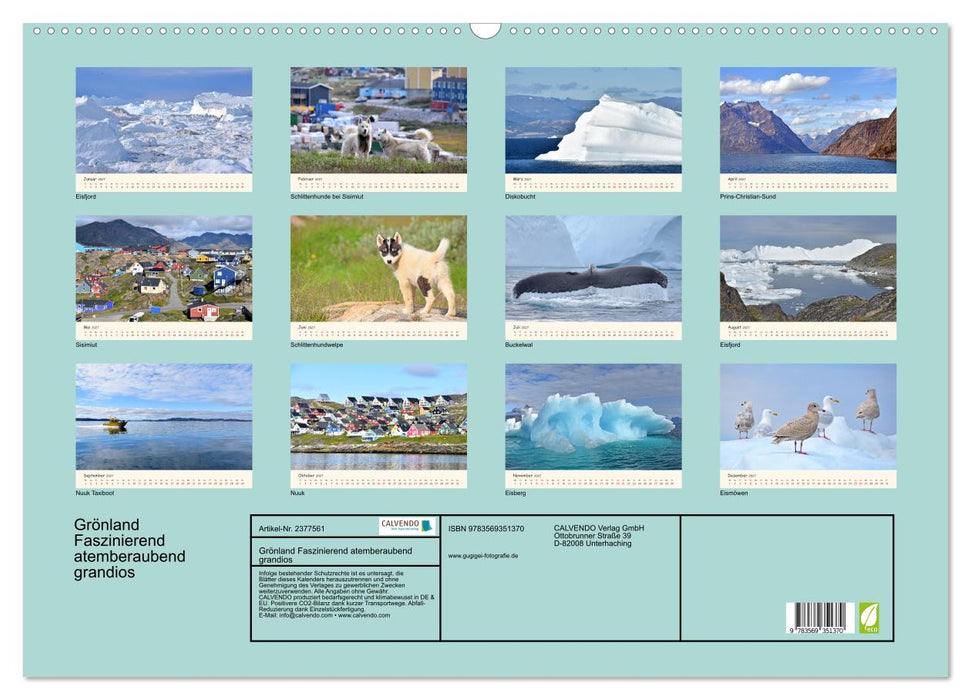 Grönland Faszinierend atemberaubend grandios (CALVENDO Wandkalender 2027)