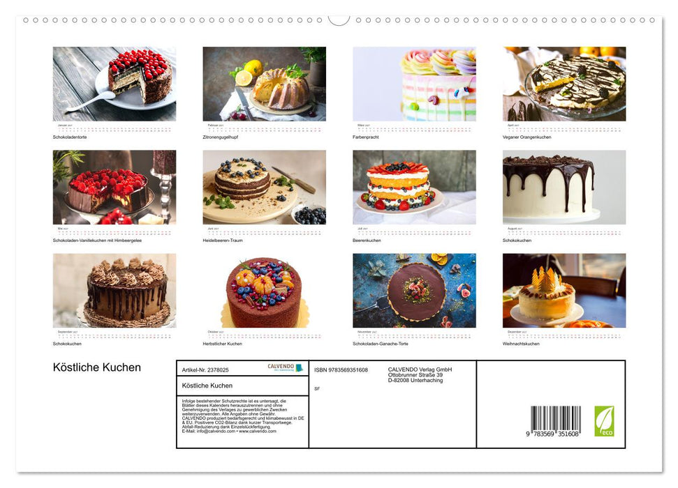 Köstliche Kuchen (CALVENDO Premium Wandkalender 2027)