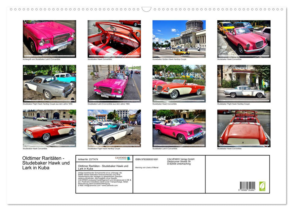 Oldtimer Raritäten - Studebaker Hawk und Lark in Kuba (CALVENDO Wandkalender 2027)