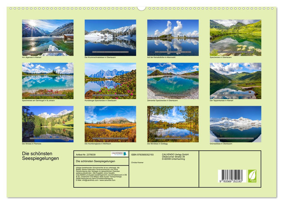 Die schönsten Seespiegelungen (CALVENDO Premium Wandkalender 2027)