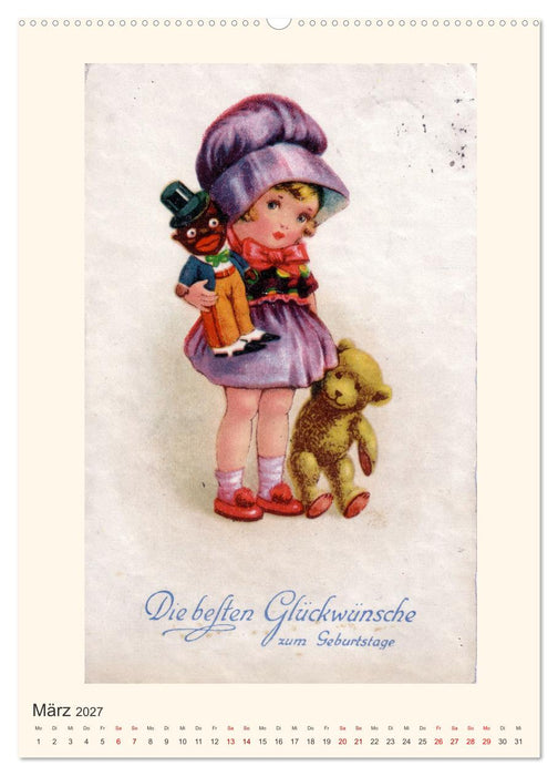 Erste Liebe - Teddybären auf alten Ansichtskarten (CALVENDO Wandkalender 2027)