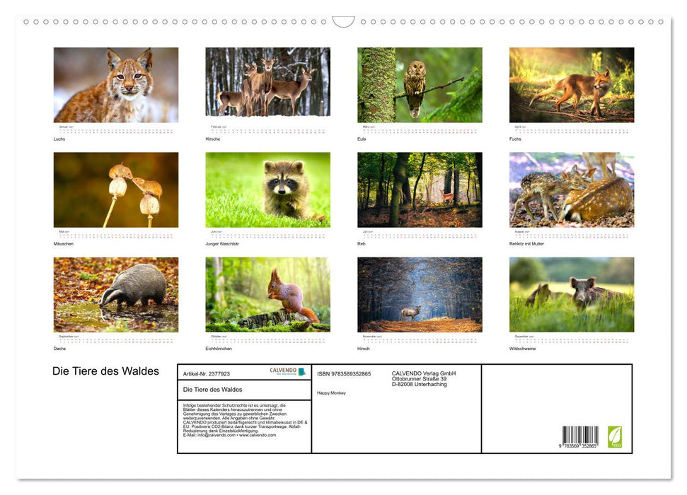Die Tiere des Waldes (CALVENDO Wandkalender 2027)