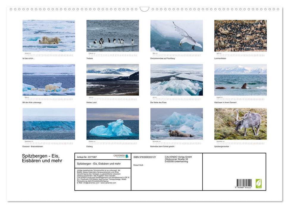 Spitzbergen - Eis, Eisbären und mehr (CALVENDO Wandkalender 2027)
