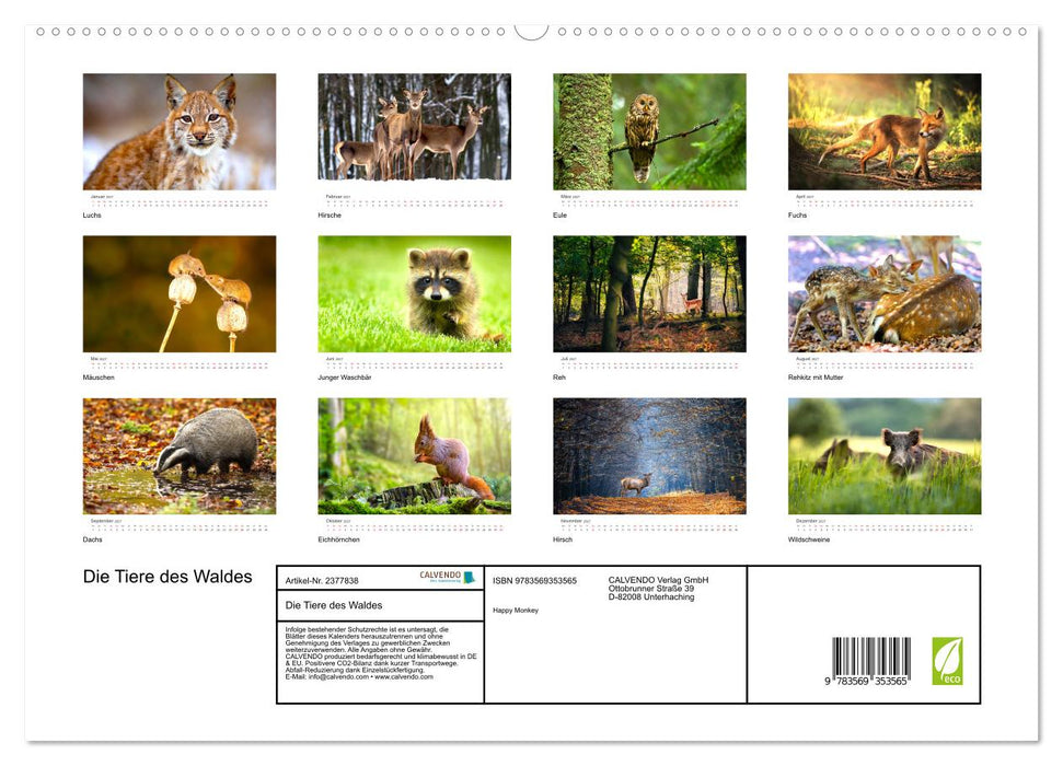 Die Tiere des Waldes (CALVENDO Premium Wandkalender 2027)