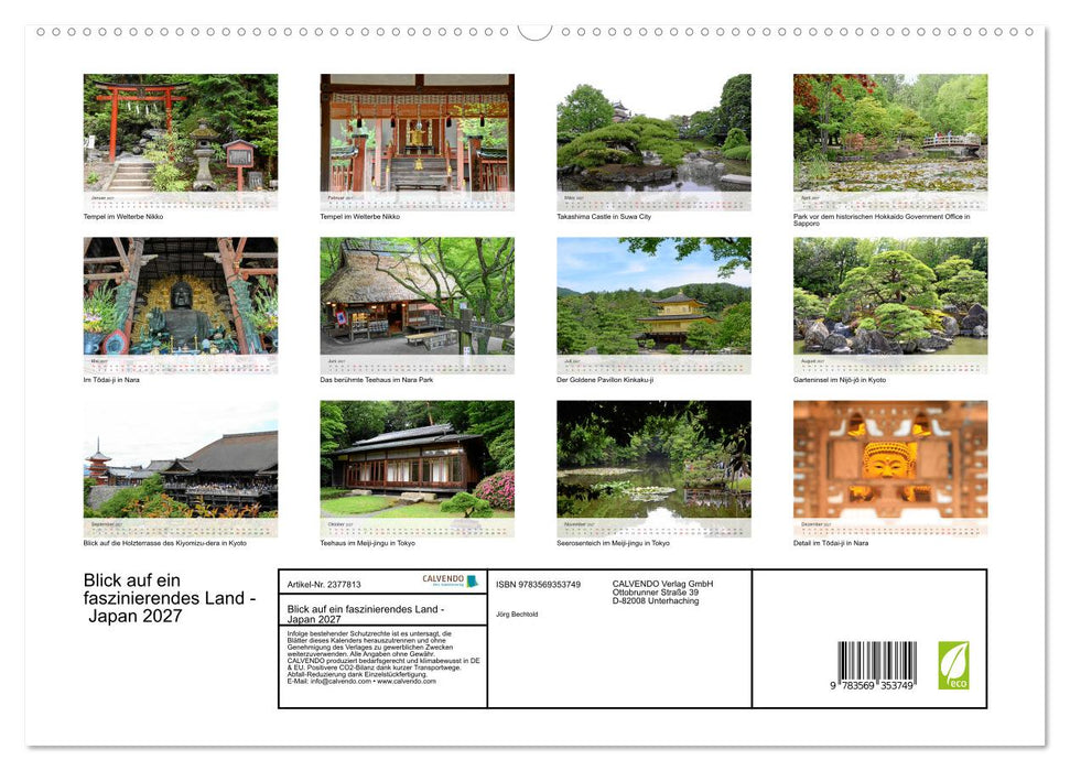 Blick auf ein faszinierendes Land - Japan 2027 (CALVENDO Premium Wandkalender 2027)