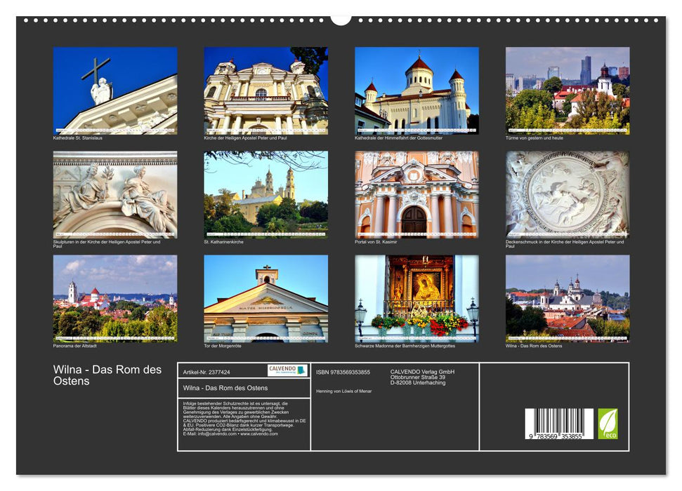 Wilna - Das Rom des Ostens (CALVENDO Premium Wandkalender 2027)