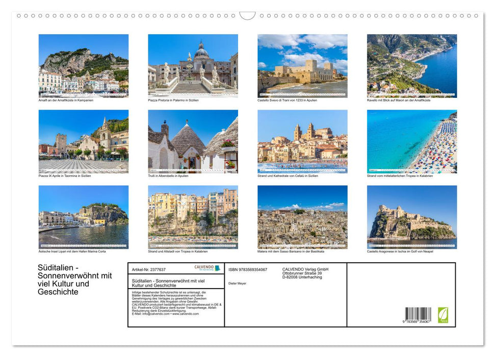 Süditalien - Sonnenverwöhnt mit viel Kultur und Geschichte (CALVENDO Wandkalender 2027)