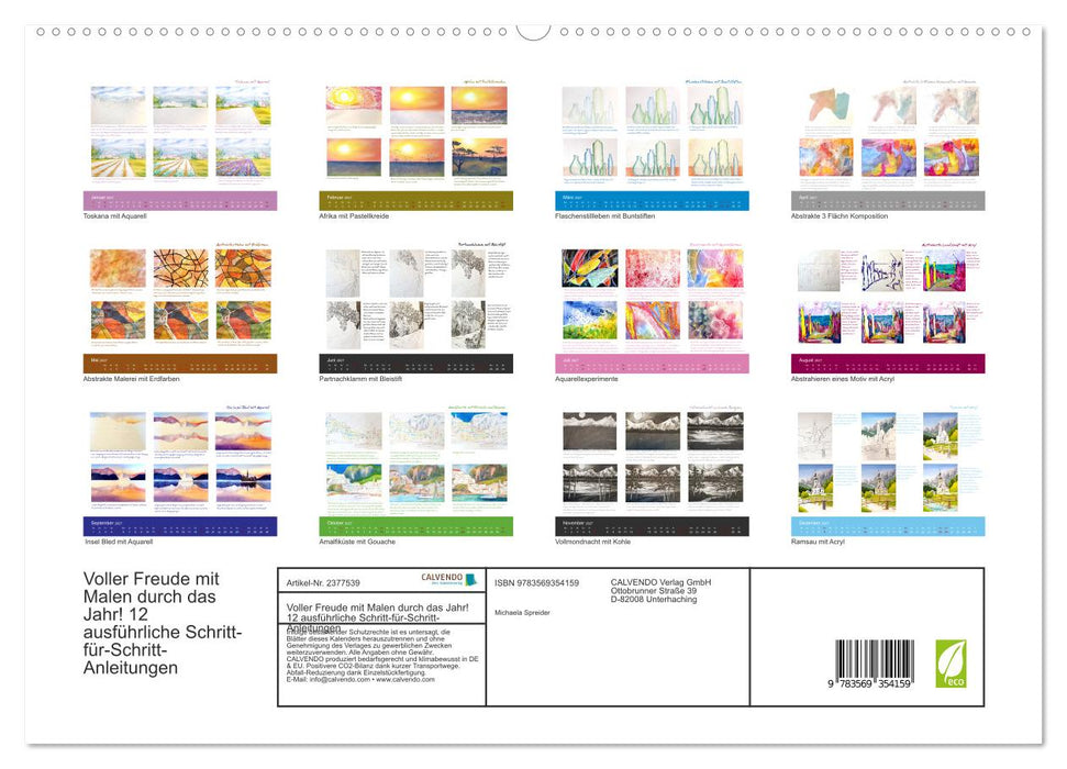Voller Freude mit Malen durch das Jahr! 12 ausführliche Schritt-für-Schritt-Anleitungen (CALVENDO Premium Wandkalender 2027)