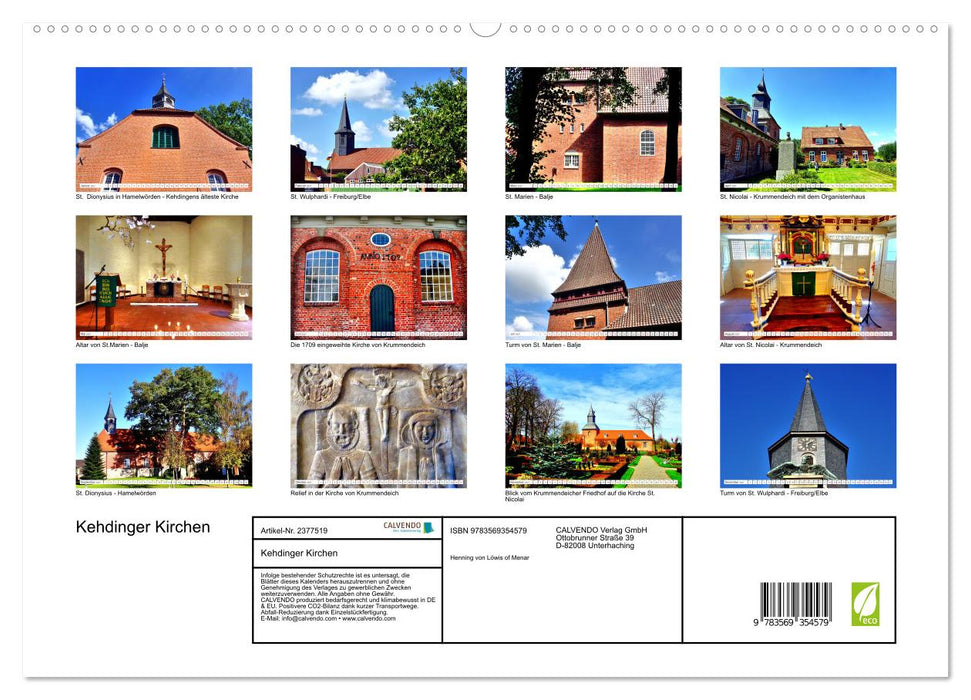 Kehdinger Kirchen (CALVENDO Premium Wandkalender 2027)