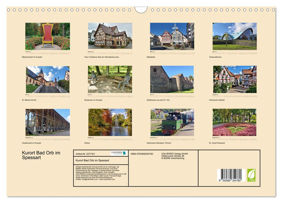 Kurort Bad Orb im Spessart (CALVENDO Wandkalender 2027)
