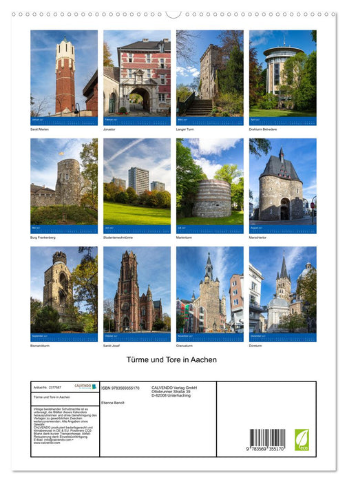 Türme und Tore in Aachen (CALVENDO Premium Wandkalender 2027)