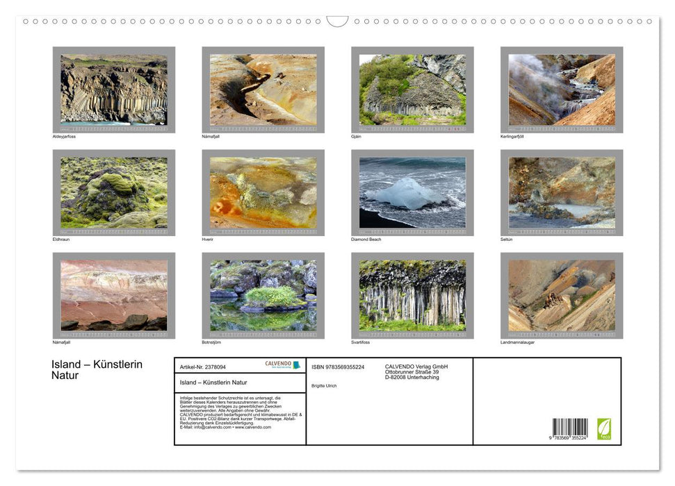 Island – Künstlerin Natur (CALVENDO Wandkalender 2027)